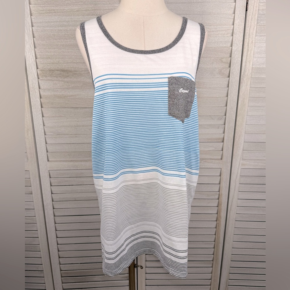 U.S. VINTAGE Men's Striped Cozumel Pocket Tank Top-XL